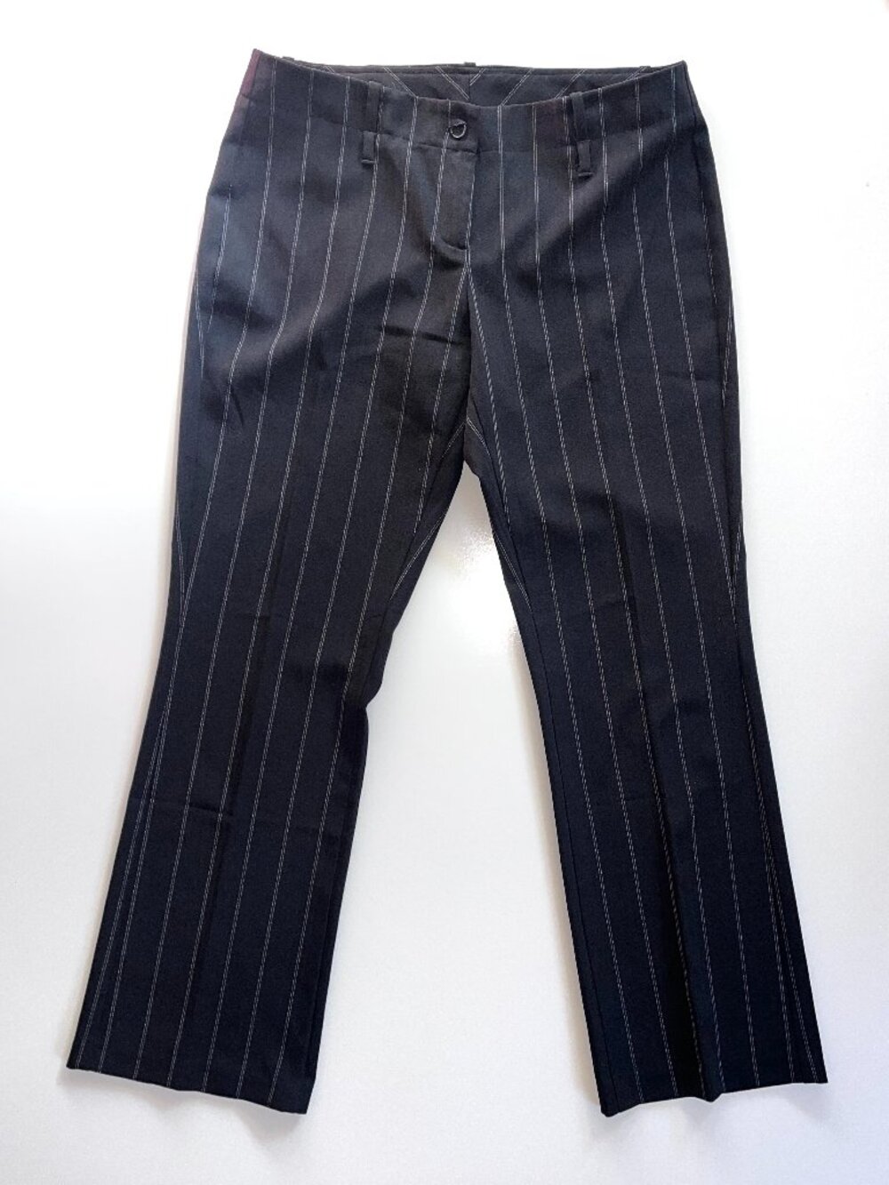 Benetton No Iron Pants Size 44 (8) Striped Women’s Black Dress Pants Office/Work